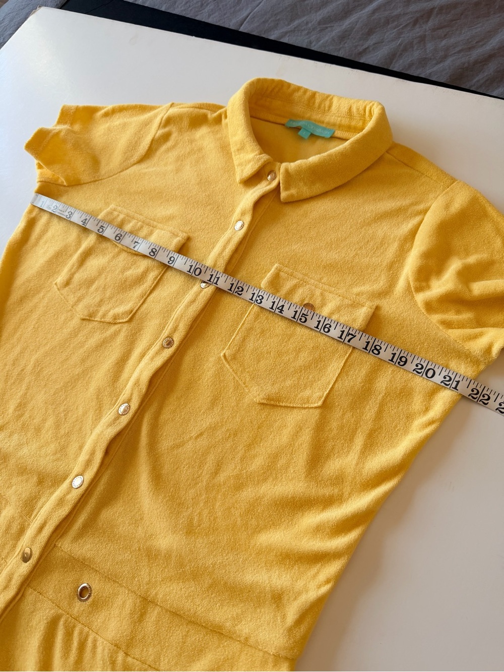 Melissa Odabash Cheryl terry cover up romper, yellow, snaps closure, size L - Picture 5 of 11